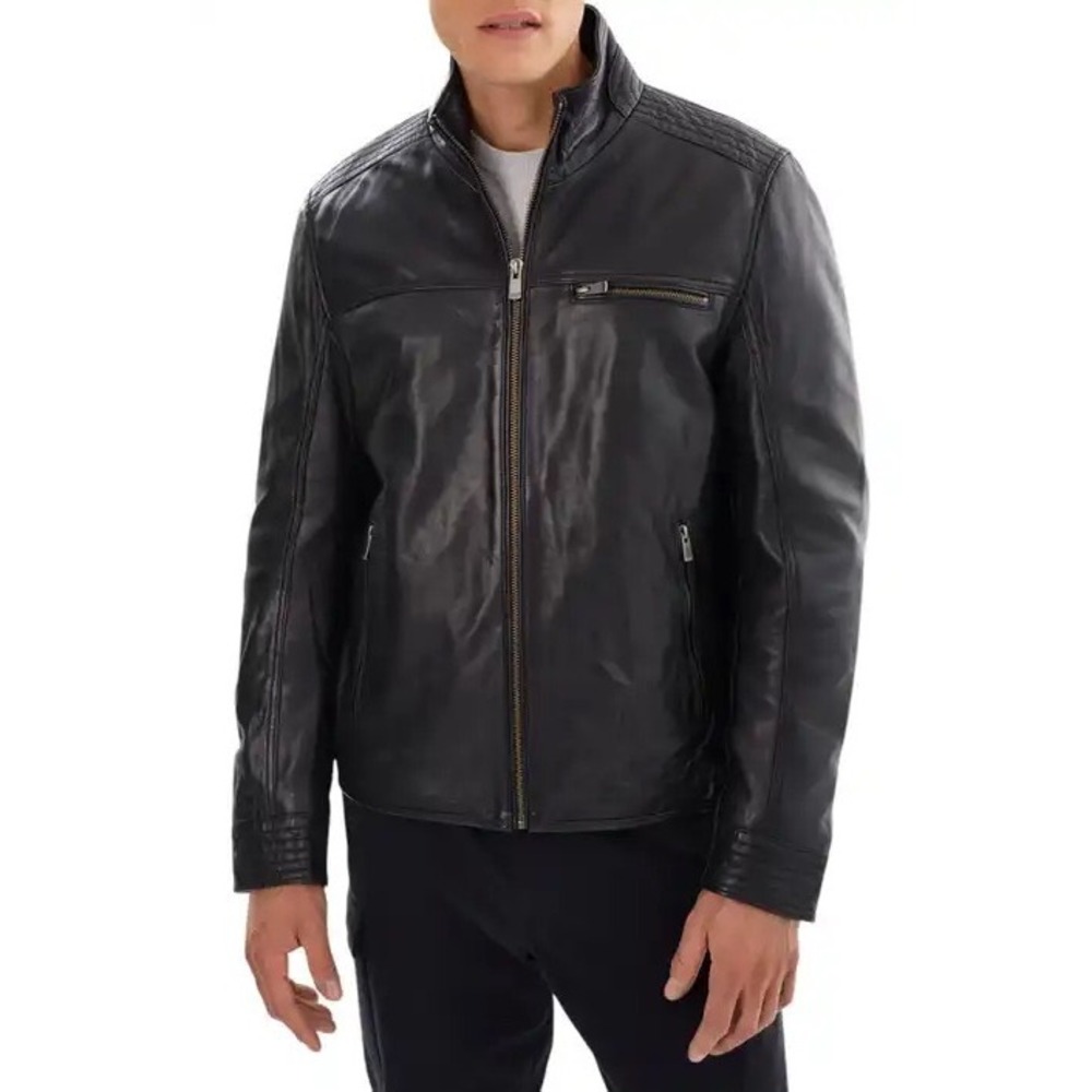 Boston HarborNew Zealand‎ Lamb Moto Jacket Mens Full Zip Stand Collar Moto Sz XL